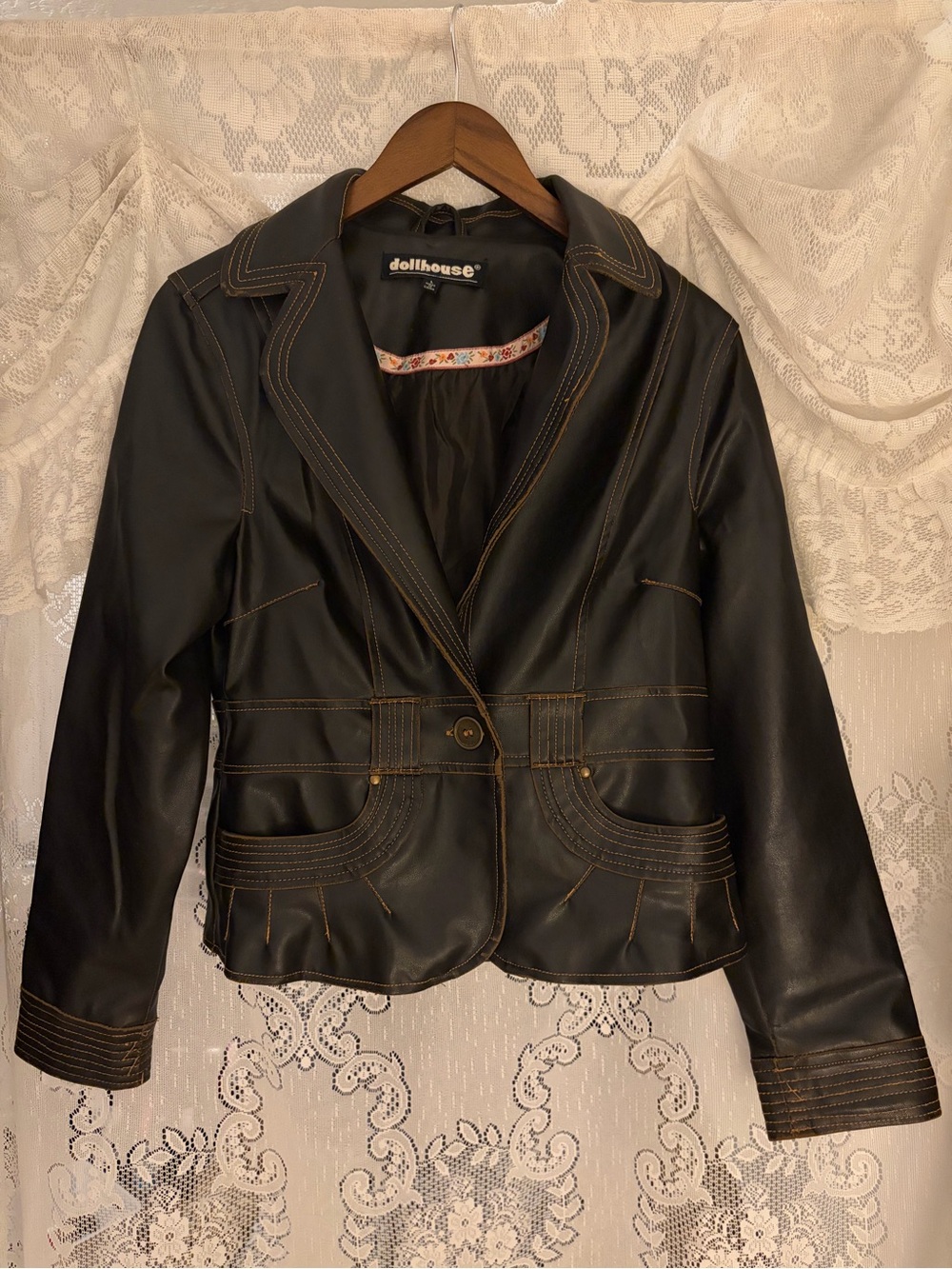 Dollhouse Black Faux Leather Blazer